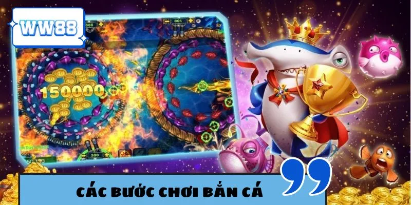 Click vào sảnh bắn cá và thực hiện chơi theo hướng dẫn
